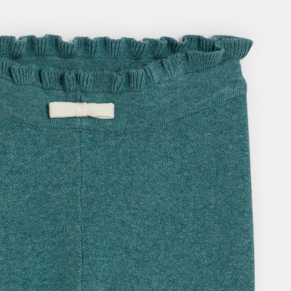 بنطال لغينغ تريكو محبوك باللون الأزرق للفتيات الصغيرات